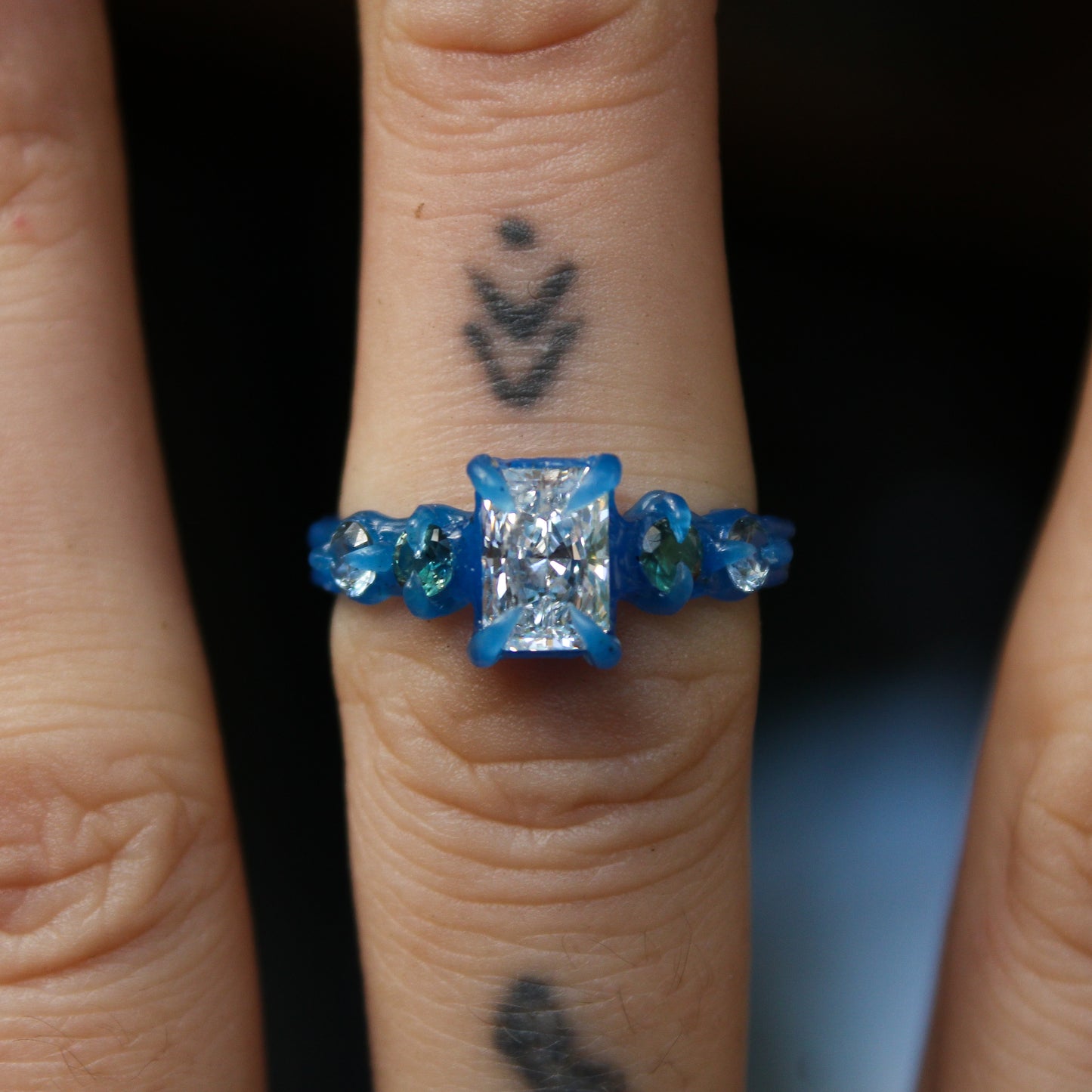 Radiant Lab Diamond Sapphire Ring