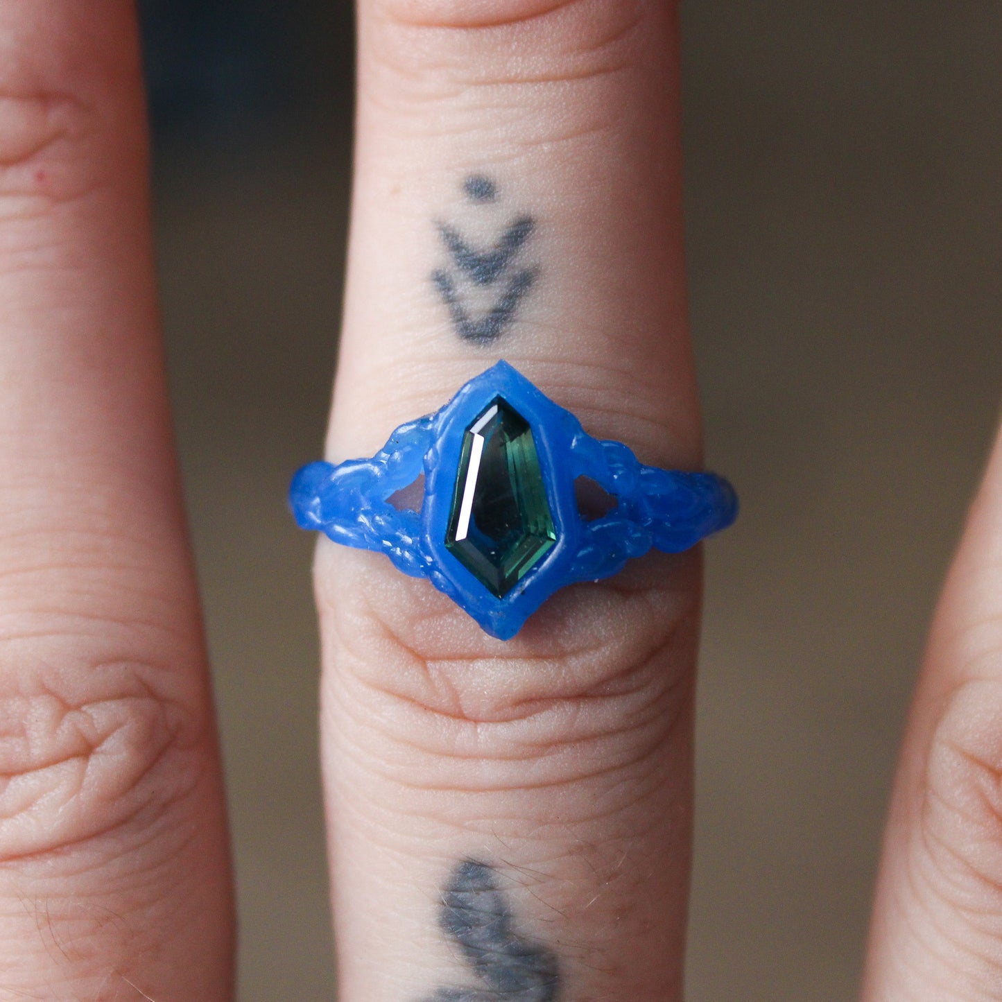 Green Parti-Sapphire Ring