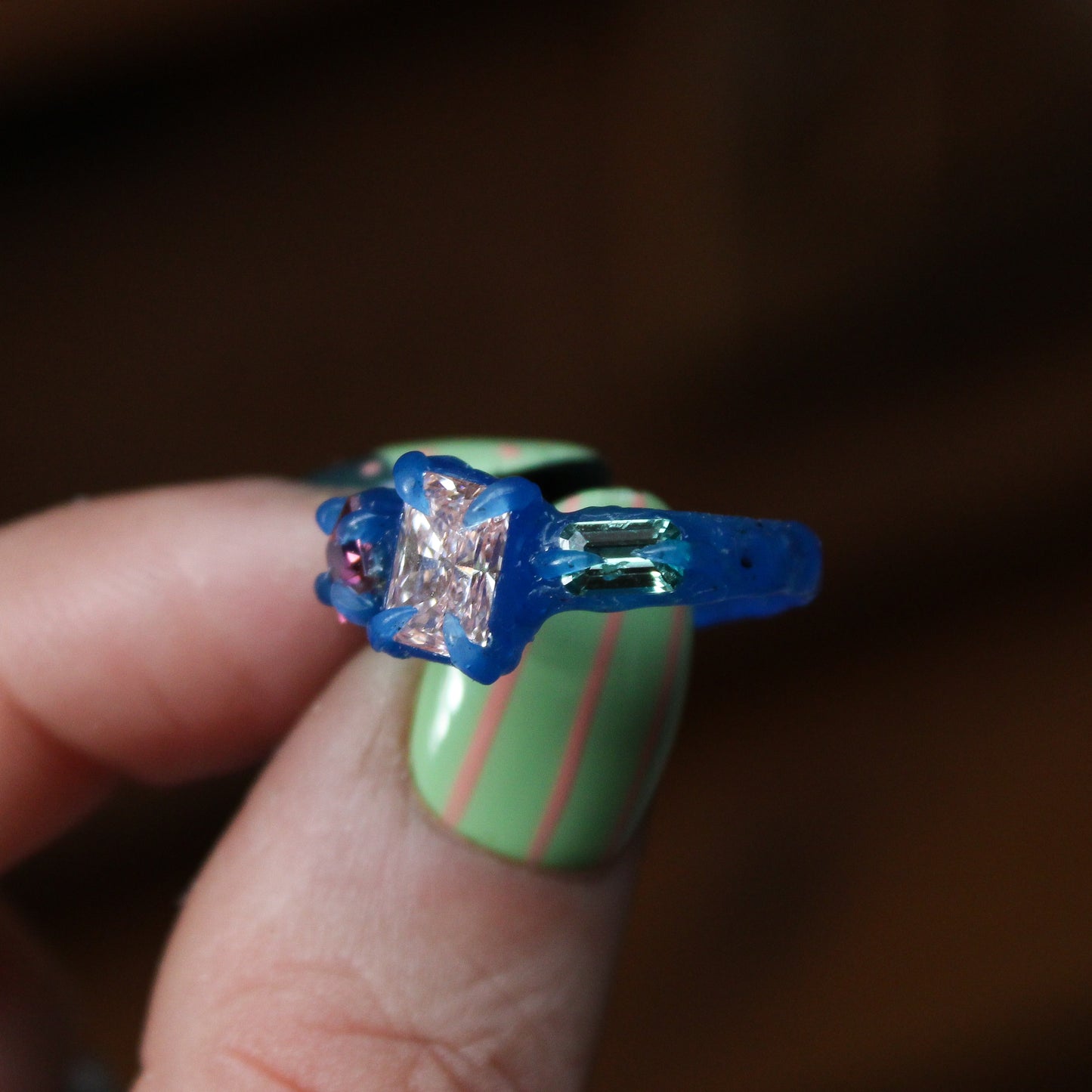 Pink Lab Diamond Cluster Ring