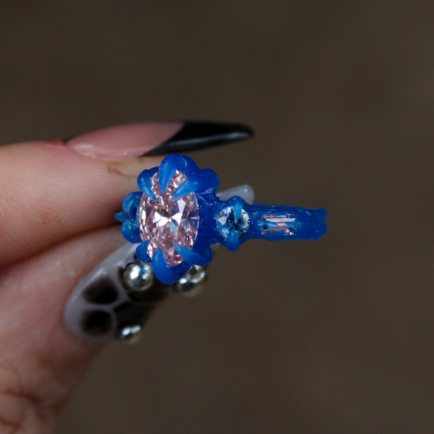 Pink Lab Diamond Sapphire Ring