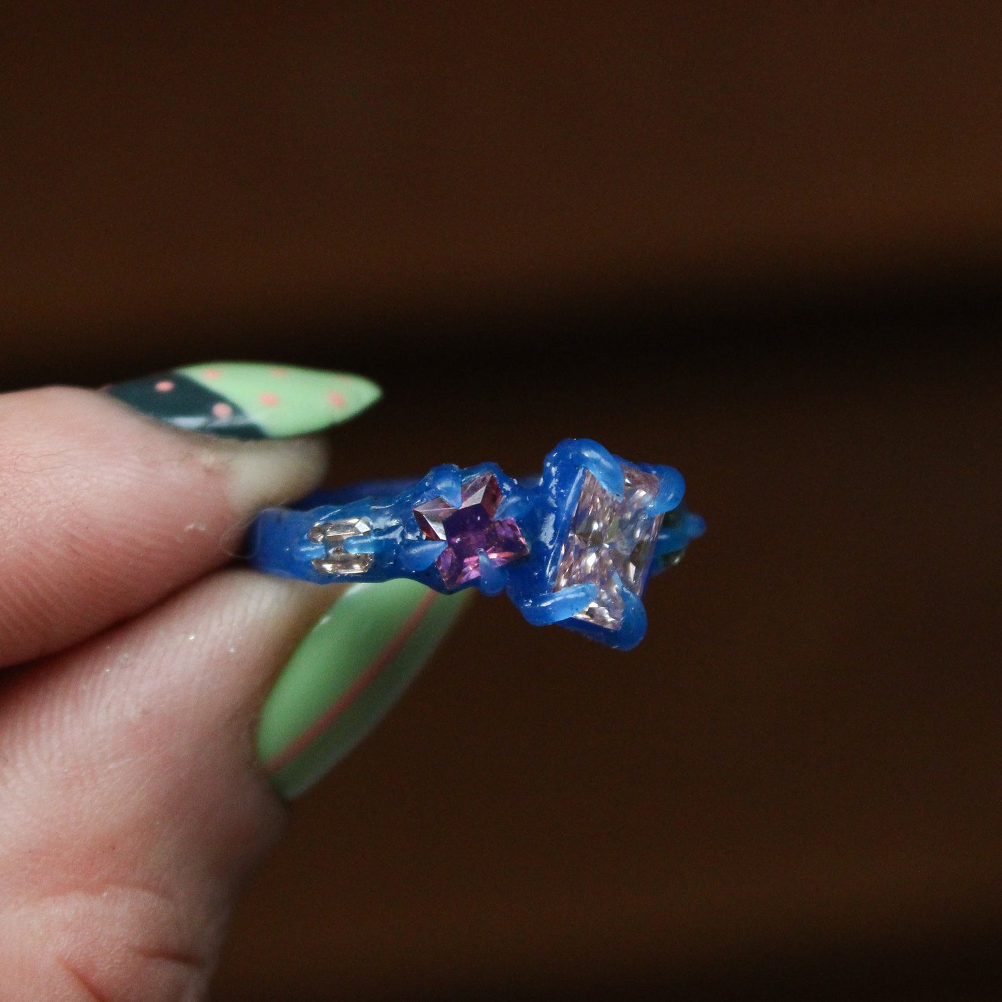 Pink Lab Diamond Cluster Ring