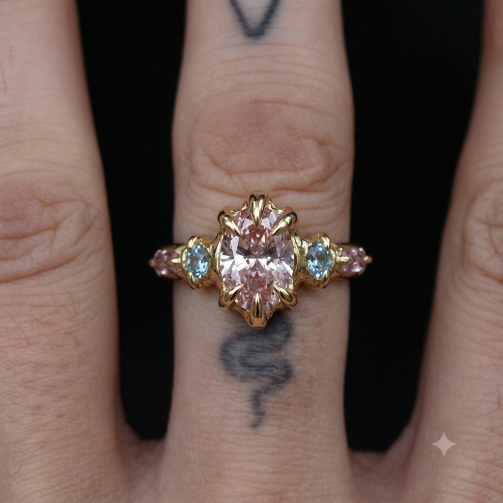 Pink Lab Diamond Sapphire Ring