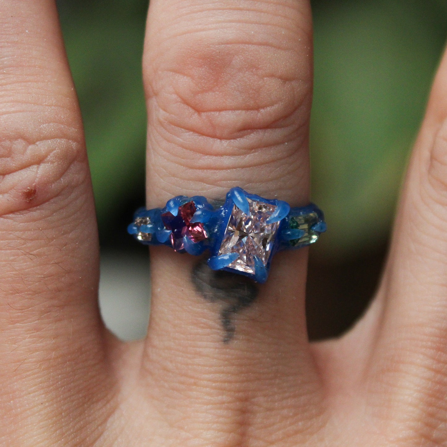Pink Lab Diamond Cluster Ring