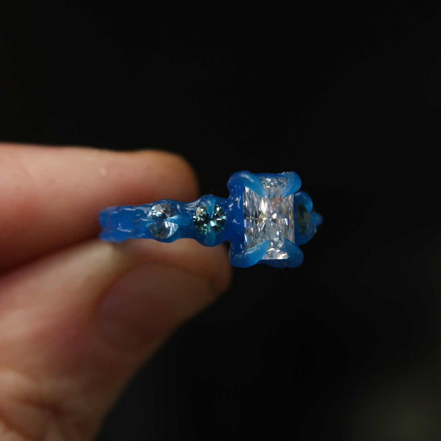 Radiant Lab Diamond Sapphire Ring