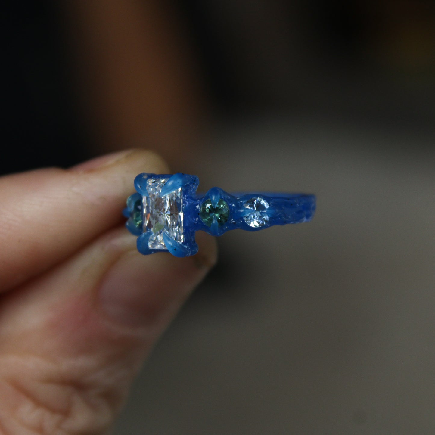 Radiant Lab Diamond Sapphire Ring