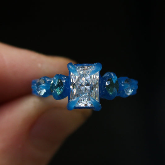 Radiant Lab Diamond Sapphire Ring