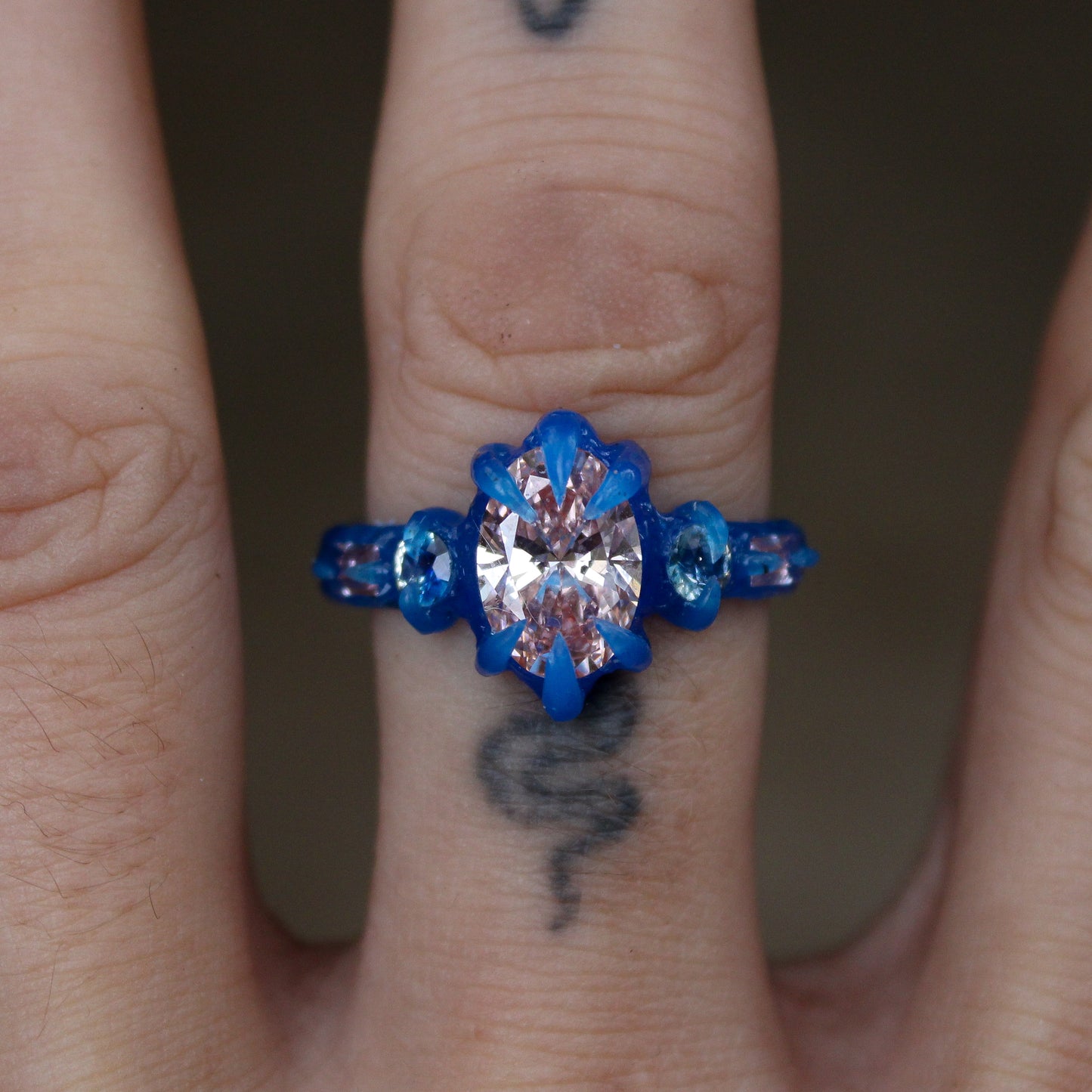 Pink Lab Diamond Sapphire Ring