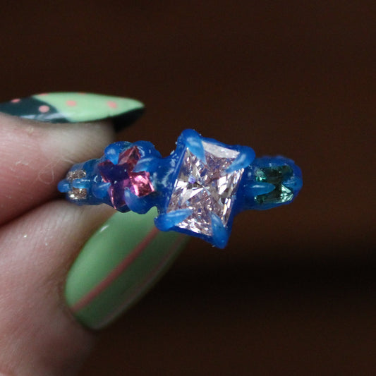 Pink Lab Diamond Cluster Ring